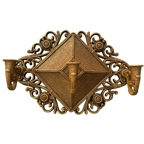 VTG 70s Syroco Style Wall Sconce Candle Holder Ornate Baroque Decor - Picture 1 of 8